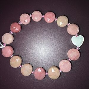 10mm Rhodochrosite With Shell Heart Bracelet